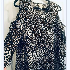 Chicos Blouse Off Shoulder top Leopard 3 Size 16